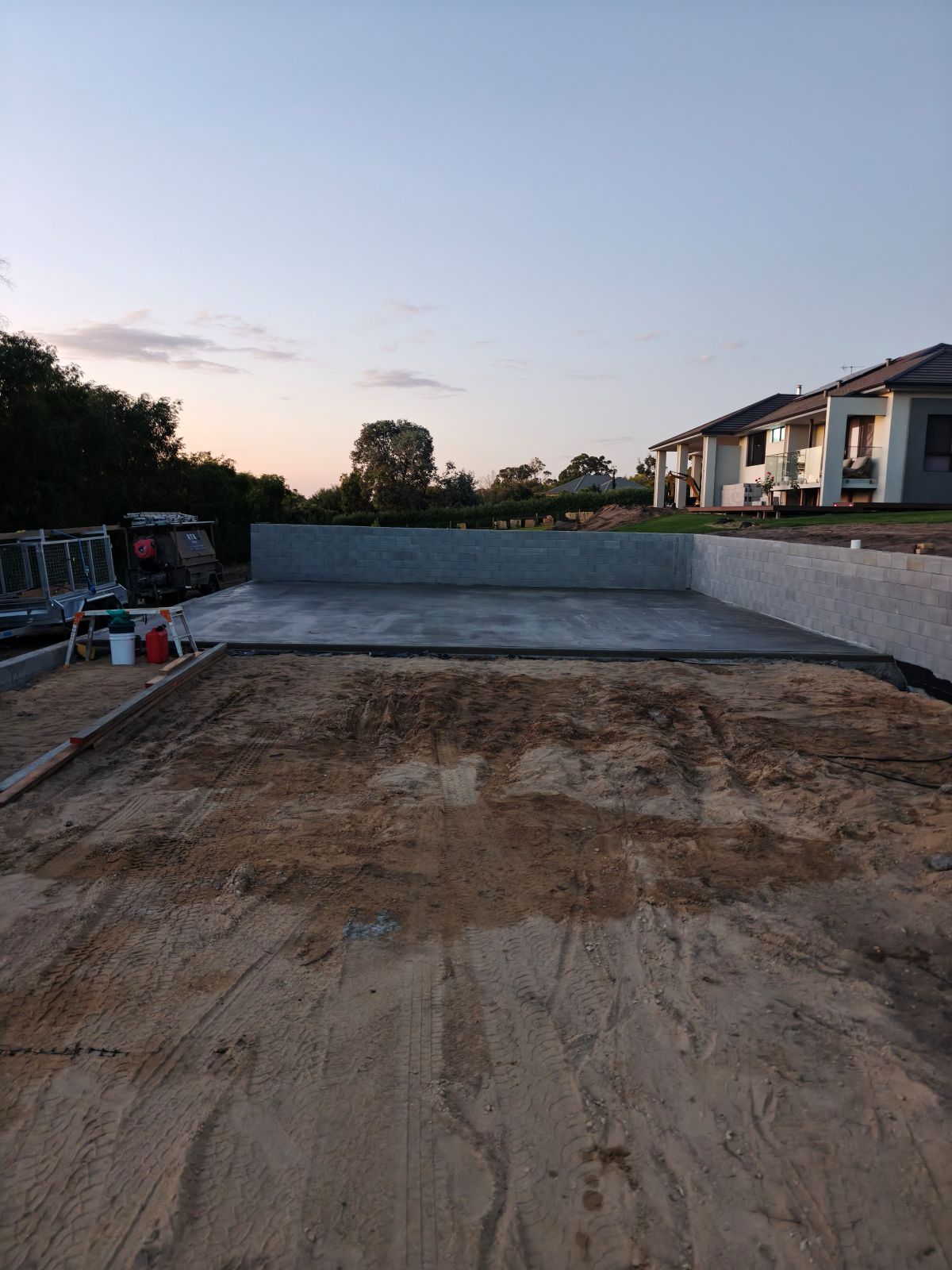 Slab & Retaining Wall at Dusk
